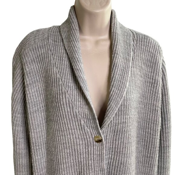 Outside Influence Gray Ribbed Knit Cardigan Sweater Pockets Plus Size 2X u - Picture 2 of 12